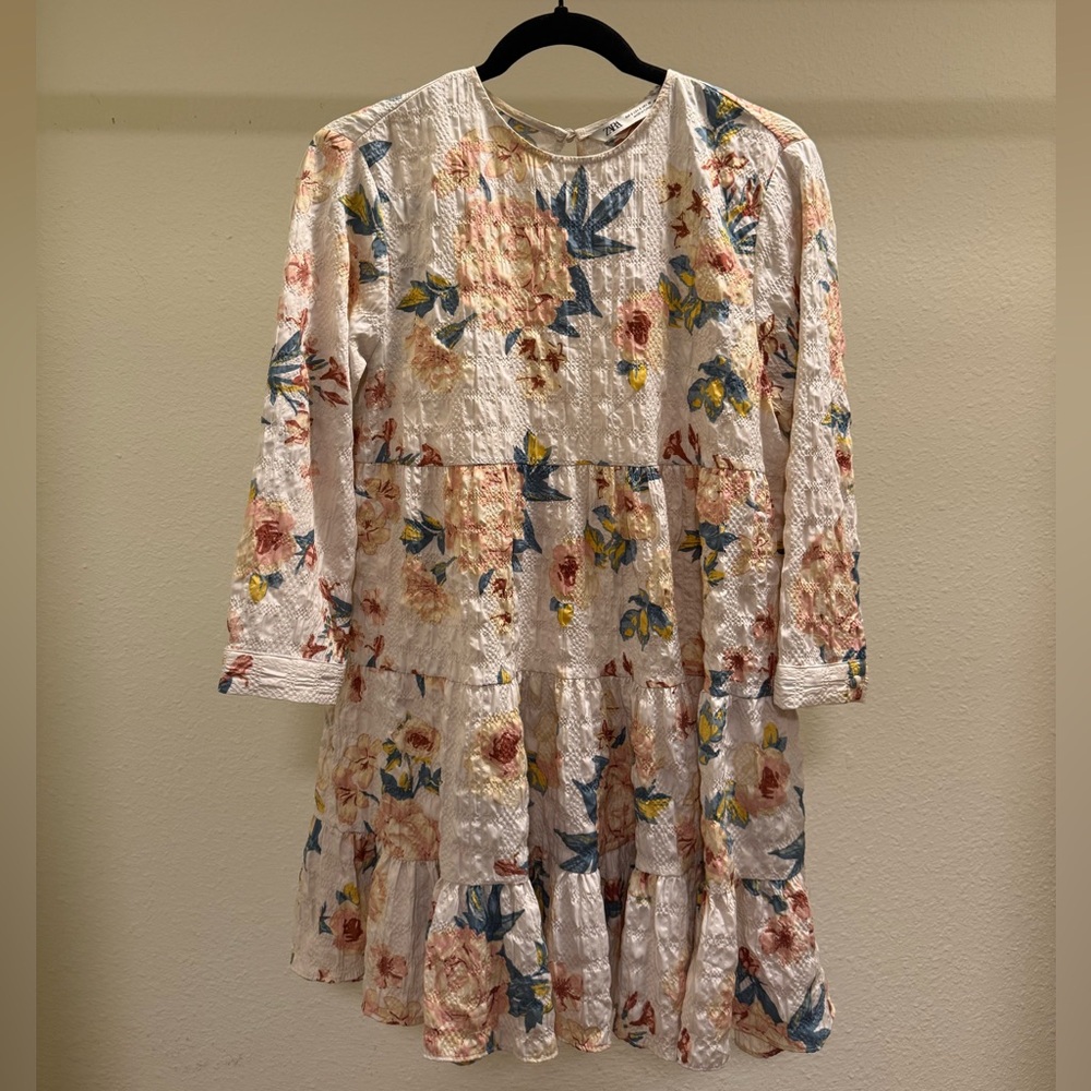 Zara Floral Textured Mini Dress | Size Small